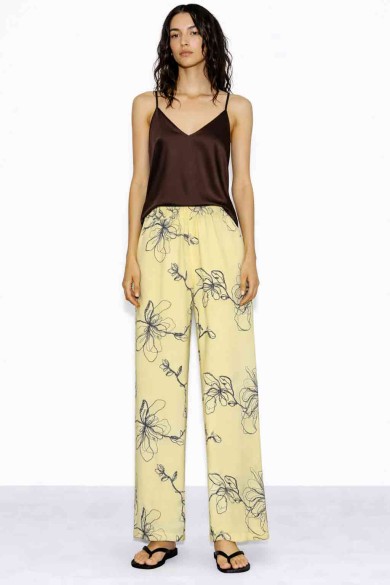 PANTALÓN MUJER ANCHO ESTAMPADO FLORES CINTURA ELÁSTICA VERANO CASUAL VARIOS COLORES TY-H2517