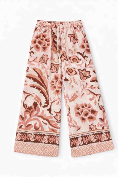 PANTALÓN MUJER ANCHO ESTAMPADO BOHO FLORES CINTURA ELÁSTICA VERANO PLAYA VARIOS COLORES TY-H2508