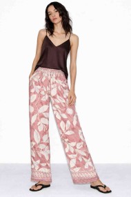 PANTALÓN MUJER ANCHO ESTAMPADO HOJAS CINTURA ELÁSTICA VERANO BOHO VARIOS COLORES TY-H2502