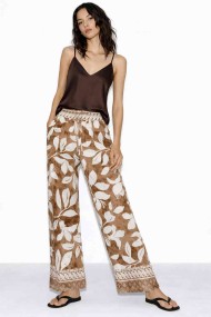 PANTALÓN MUJER ANCHO ESTAMPADO HOJAS CINTURA ELÁSTICA VERANO BOHO VARIOS COLORES TY-H2502