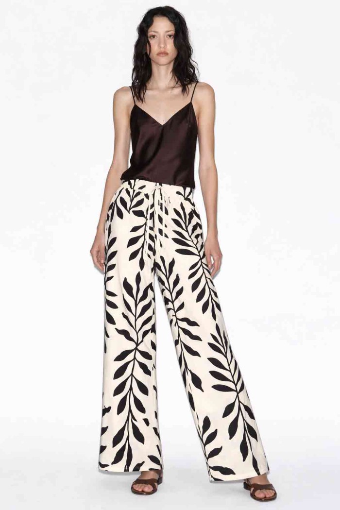 PANTALÓN MUJER ANCHO ESTAMPADO HOJAS GRANDES CINTURA ELÁSTICA VERANO BOHO VARIOS COLORES TY-H2507