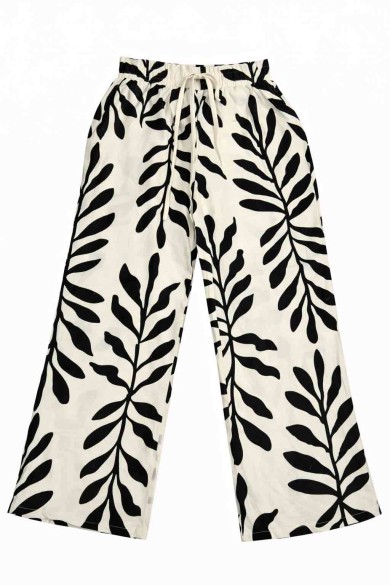 PANTALÓN MUJER ANCHO ESTAMPADO HOJAS GRANDES CINTURA ELÁSTICA VERANO BOHO VARIOS COLORES TY-H2507