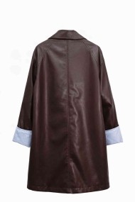 CHAQUETA LARGA TIPO POLIPIEL CON BOTONES Y CUELLO CLÁSICO MUJER VARIOS COLORES TY-M9293
