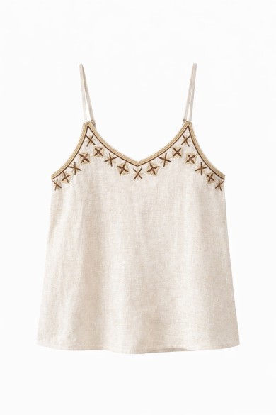 TOP MUJER TIRANTES CON BORDADO DETALLE BOHO VERANO DBT-X5740
