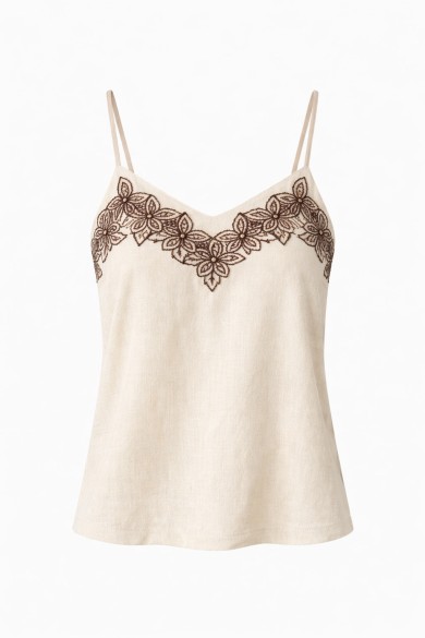 TOP MUJER TIRANTES CON BORDADO DETALLE BOHO VERANO DBT-X5741