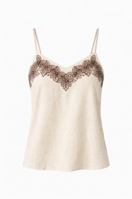 TOP MUJER TIRANTES CON BORDADO DETALLE BOHO VERANO DBT-X5741
