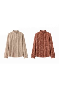 BLUSA MUJER ESTAMPADO CUELLO ALTO MANGA LARGA ESTILO ELEGANTE DD-1D2060