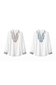 BLUSA MUJER BORDADO ESCOTE V MANGA LARGA ESTILO BOHO DD-1D2052