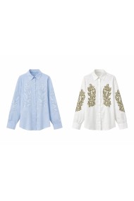 BLUSA MUJER BORDADA MANGA LARGA CUELLO CAMISA ESTILO ELEGANTE DD-1D2053