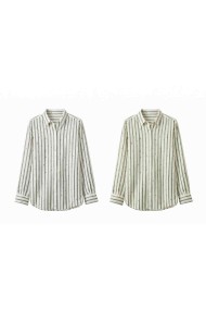 BLUSA MUJER RAYAS MANGA LARGA CUELLO CAMISA ESTILO CASUAL DD-1D2042