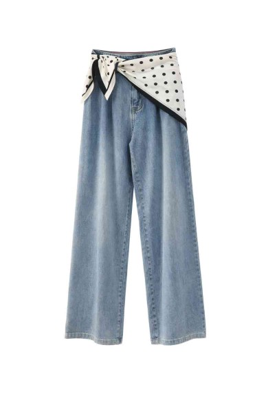 PANTALÓN VAQUERO ANCHO CON PAÑUELO VARIOS COLORES F-ZF32485