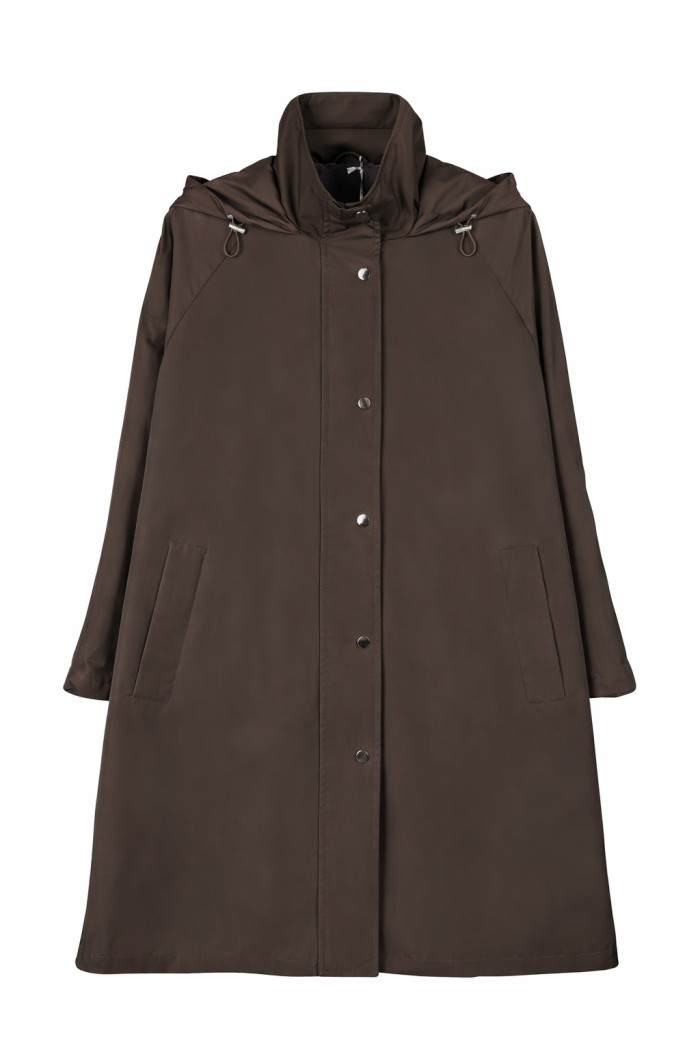 GABARDINA LARGA CON CAPUCHA VARIOS COLORES TY-Z68828 MARRON