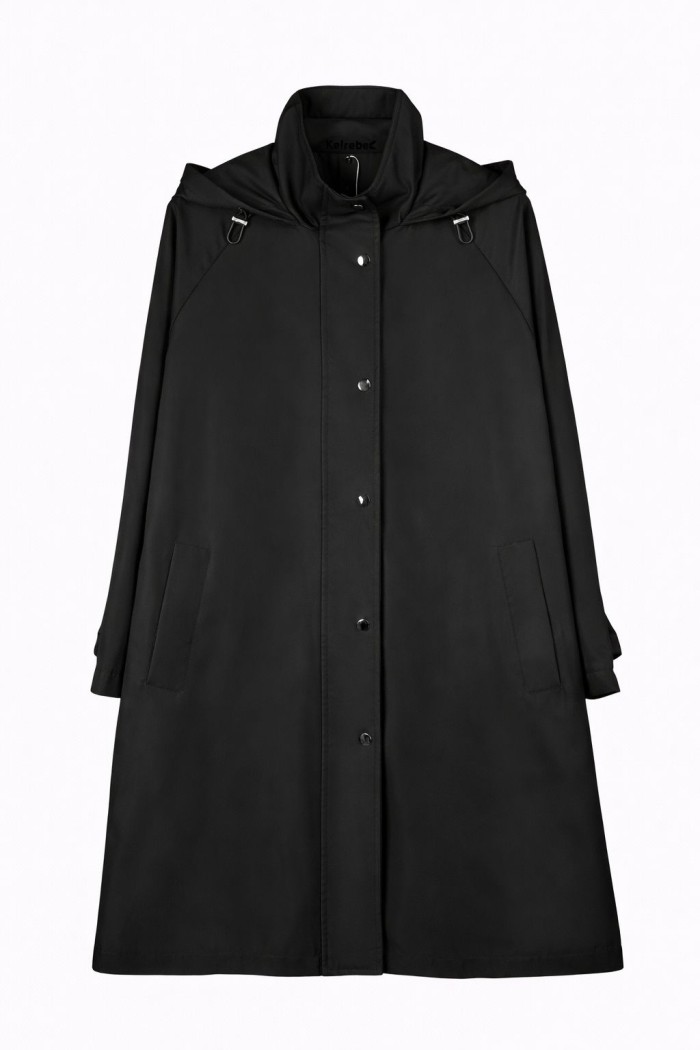 GABARDINA LARGA CON CAPUCHA VARIOS COLORES TY-Z68828 NEGRO
