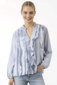 BLUSA CON VOLANTES Y CUELLO V DBT-X709