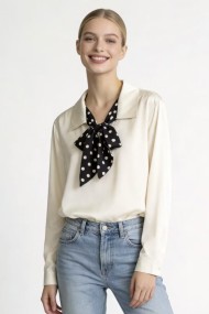 BLUSA CON LAZO Y ESTAMPADO DE LUNARES DBT-X713