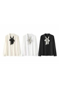 BLUSA CON LAZO Y ESTAMPADO DE LUNARES DBT-X713