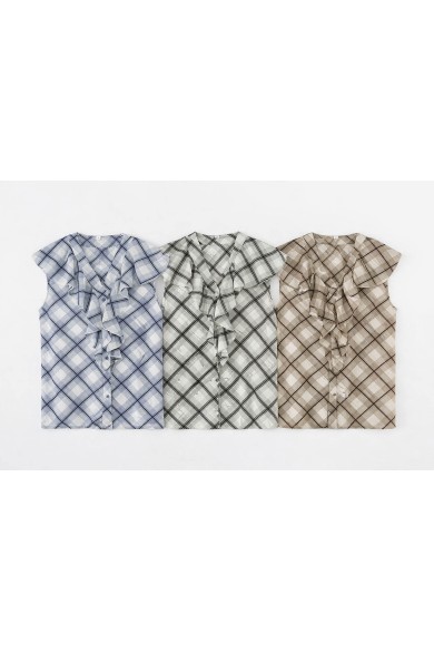 BLUSA DE CUADROS CON VOLANTES DBT-X6254