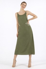 VESTIDO LARGO DE TIRANTES CON DETALLE FLORAL DBT-X6195
