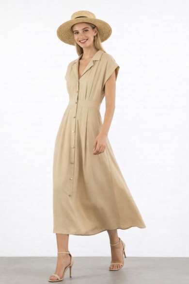 VESTIDO MIDI CAMISERO SIN MANGAS DBT-X6019