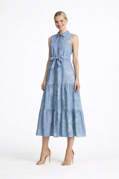 VESTIDO MIDI SIN MANGAS CON CINTURÓN DBT-X5950