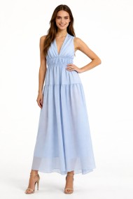 VESTIDO LARGO HALTER CON ESCOTE EN V DBT-M2616