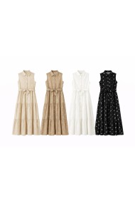 VESTIDO MIDI SIN MANGAS CON BORDADO Y CINTURÓN DBT-X5930