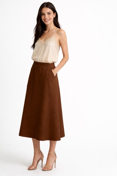 FALDA MIDI EVASÉ DE TIRO ALTO DBT-X6320