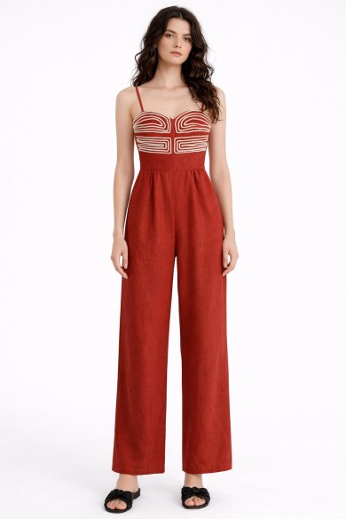 MONO LARGO CON TIRANTES Y BORDADO FBZMA1675