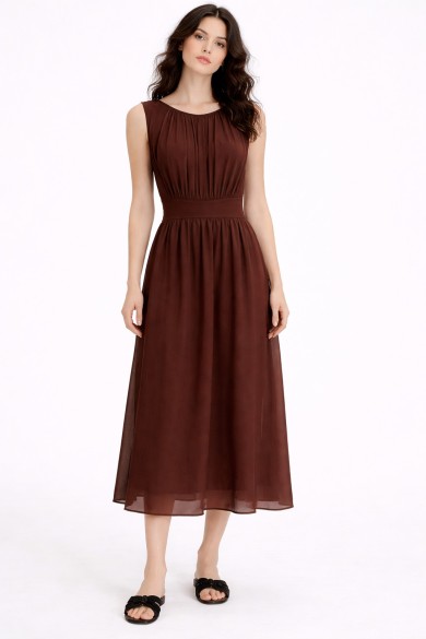 VESTIDO MIDI CHIFFÓN FRUNCIDO FBZMA1690