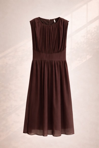 VESTIDO MIDI CHIFFÓN FRUNCIDO FBZMA1690