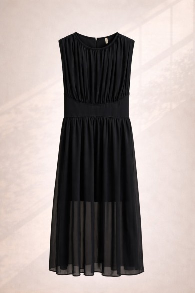 VESTIDO MIDI CHIFFÓN FRUNCIDO FBZMA1689