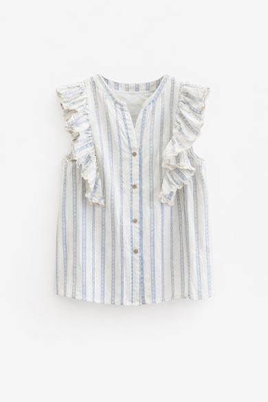 BLUSA SIN MANGAS CON VOLANTES Y RAYAS FBZHY FBZHY2603