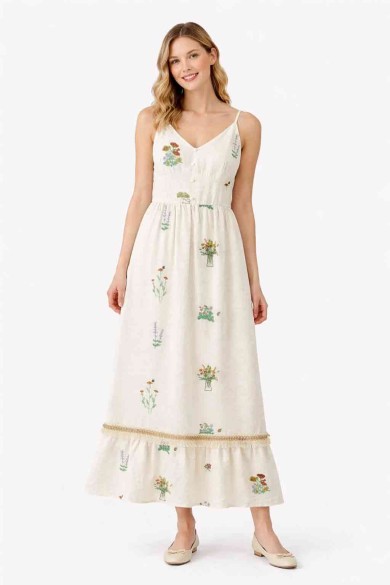 VESTIDO LARGO TIRANTES ESTAMPADO FLORAL DBT-X6066