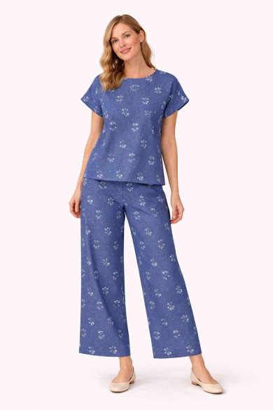 CONJUNTO DOS PIEZAS ESTAMPADO FLORAL CAMISETA PANTALÓN DBT-X5755