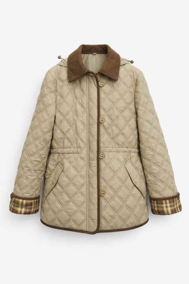 CHAQUETA ACOLCHADA ROMBOS ESTILO CLÁSICO TY-M9292 TAUPE
