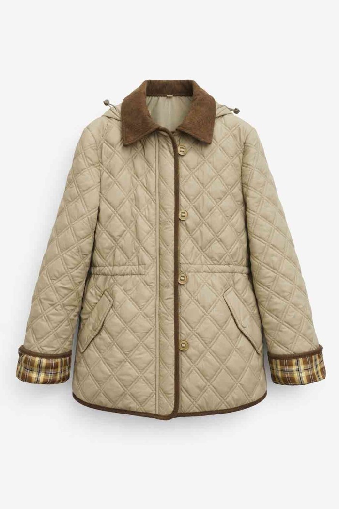 CHAQUETA ACOLCHADA ROMBOS ESTILO CLÁSICO TY-M9292 TAUPE