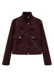 CHAQUETA CORTA EFECTO ANTE CON BOTONES TY-M9301 VINO ROJO
