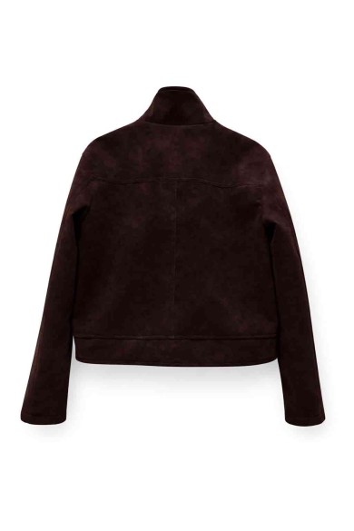 CHAQUETA CORTA EFECTO ANTE CON BOTONES TY-M9301 VINO ROJO