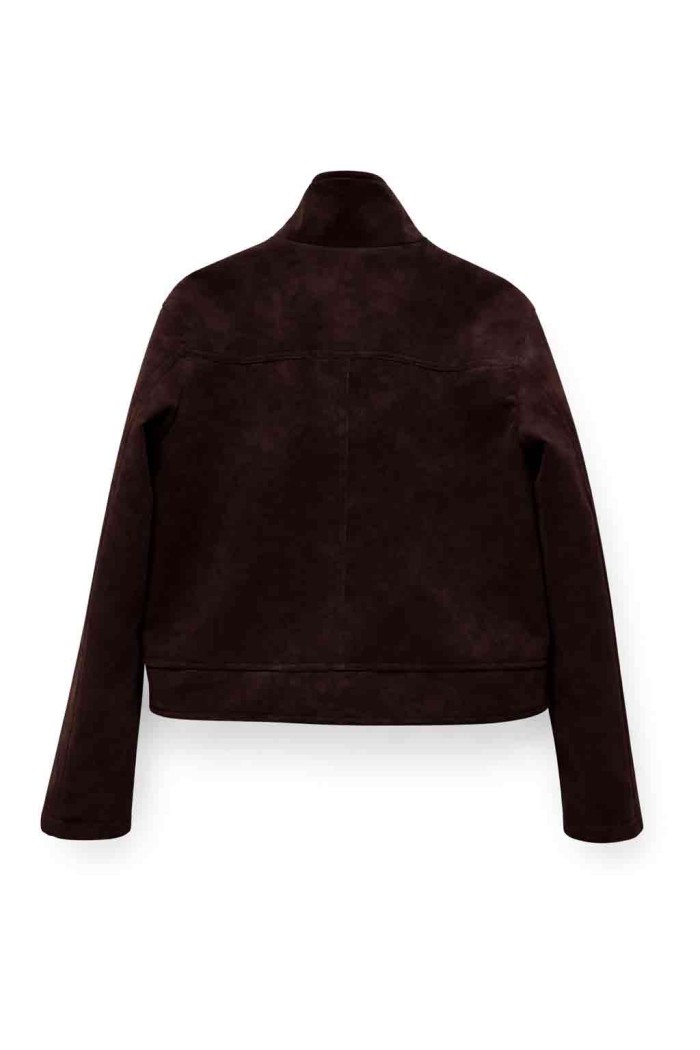 CHAQUETA CORTA EFECTO ANTE CON BOTONES TY-M9301 VINO ROJO