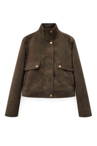 CHAQUETA CORTA EFECTO ANTE CON BOTONES TY-M9301 CAFE