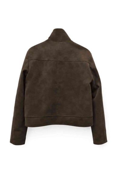 CHAQUETA CORTA EFECTO ANTE CON BOTONES TY-M9301 CAFE
