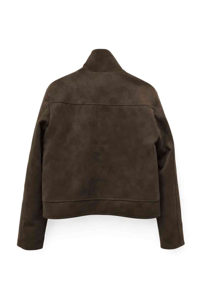 CHAQUETA CORTA EFECTO ANTE CON BOTONES TY-M9301 CAFE