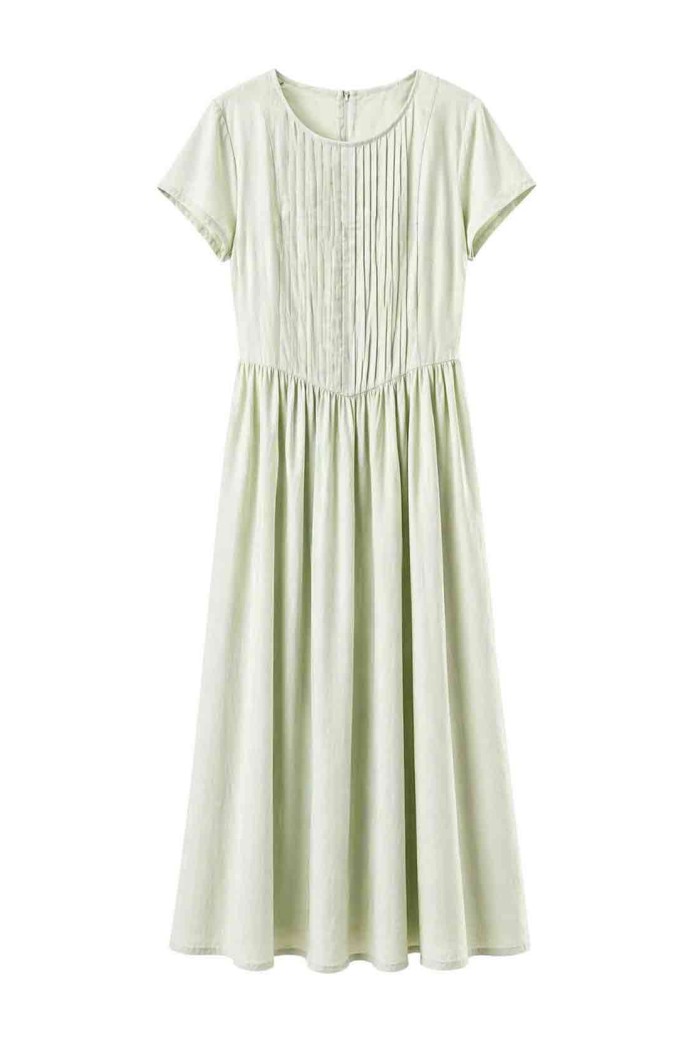 VESTIDO MIDI PLISADO MANGA CORTA FBZMA1682