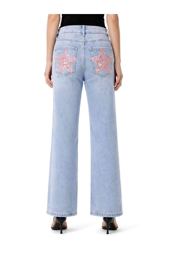 PANTALÓN VAQUERO RECTO CON DETALLE DE ESTRELLA FBZF32457B