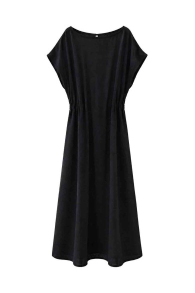 VESTIDO MIDI SUELTO CON CINTURA FRUNCIDA FBZMR22499