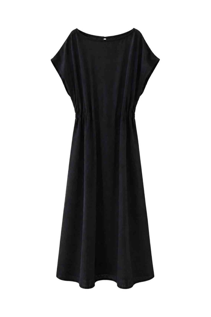 VESTIDO MIDI SUELTO CON CINTURA FRUNCIDA FBZMR22499