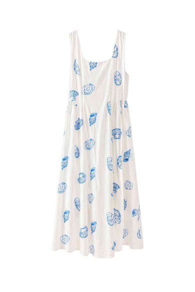 VESTIDO MIDI ESTAMPADO MARINO SIN MANGAS FBZMA1670