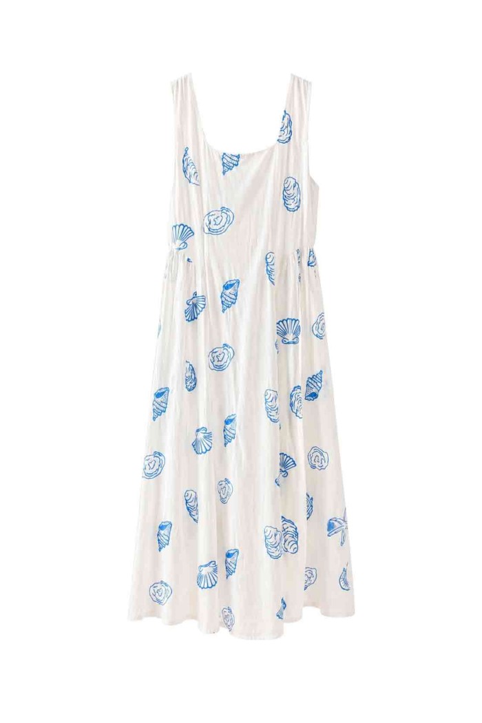 VESTIDO MIDI ESTAMPADO MARINO SIN MANGAS FBZMA1670
