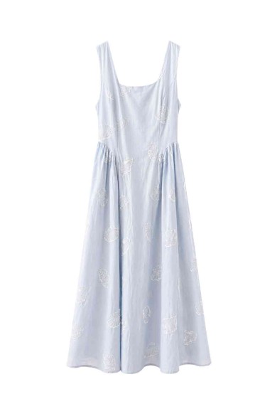 VESTIDO MIDI ESTAMPADO MARINO SIN MANGAS FBZMA1671
