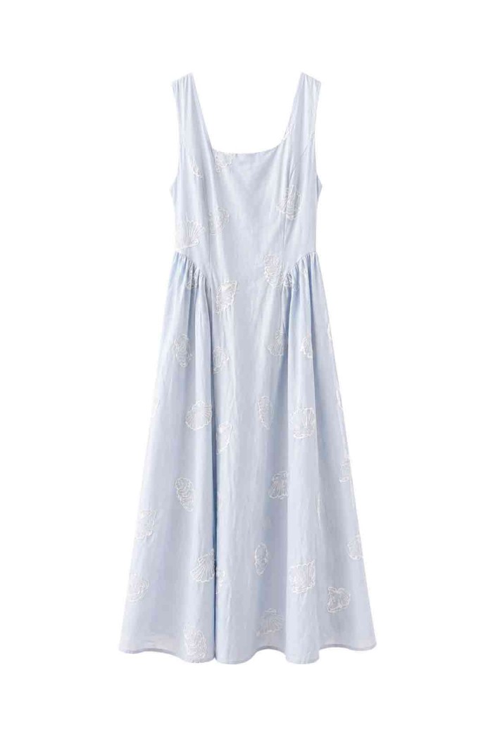VESTIDO MIDI ESTAMPADO MARINO SIN MANGAS FBZMA1671